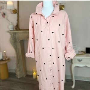 Eloquii Pink Heart Patterned Button-Up Dress